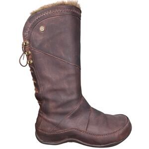 The North Face Janey Brown Leather Primaloft 200 Moccasin Boots Size 10